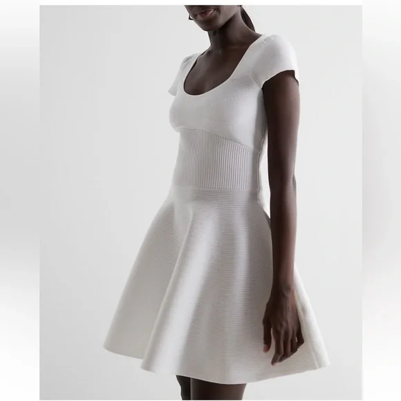 Express | Dresses | Nwt Express Ribbed Scoop Neck Mini Fit Flare Sweater  Dress | Poshmark